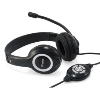 Auricular equip usb + microfono flexible control de volumen negro