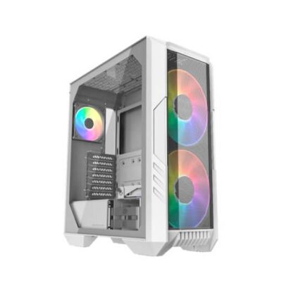 Caja ordenador gaming atx cooler master haf 500 blanca cristal templado -  2 x 200mm argb frontal -  1 x 120mm trasero argb -  1 x fan gpu