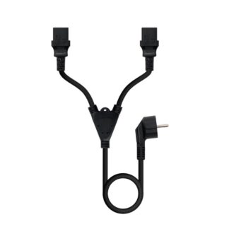 Cable alimentacion schuko a 2x c13 nanocable 1.8m -  macho - hembra -  negro
