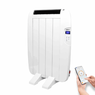Yoevu -  radiador eléctrico bajo consumo - 4 elementos - 600 w - temporizador - programable - mando a distancia - pantalla lcd - app control wifi - compatible con alexa - apto pared o pie - aluminio - blanco