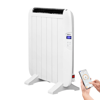 Yoevu -  radiador eléctrico bajo consumo - 4 elementos - 900 w - temporizador - programable - mando a distancia - pantalla lcd - app control wifi - compatible con alexa - apto pared o pie - aluminio - blanco