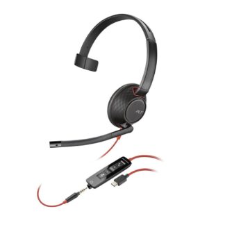 Auriculares poly blackwire 5210 monaural usb - c + conector de 3 -5 mm + adaptador usb - c - a (bulk)