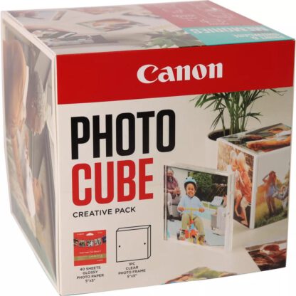 Papel canon pp - 201 5x5 pulgadas (40 hojas) + marco fotos xlboom acrílico 13x13cm + photo cube white - creative pack keep - blue